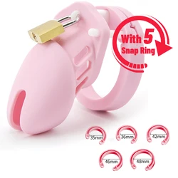 Silicone Urethra Chastity Lock with 5 Snap Ring Penis Bondage Adult Men's Chastity Cage Cock Restriction BDSM Abstainer Sextoys