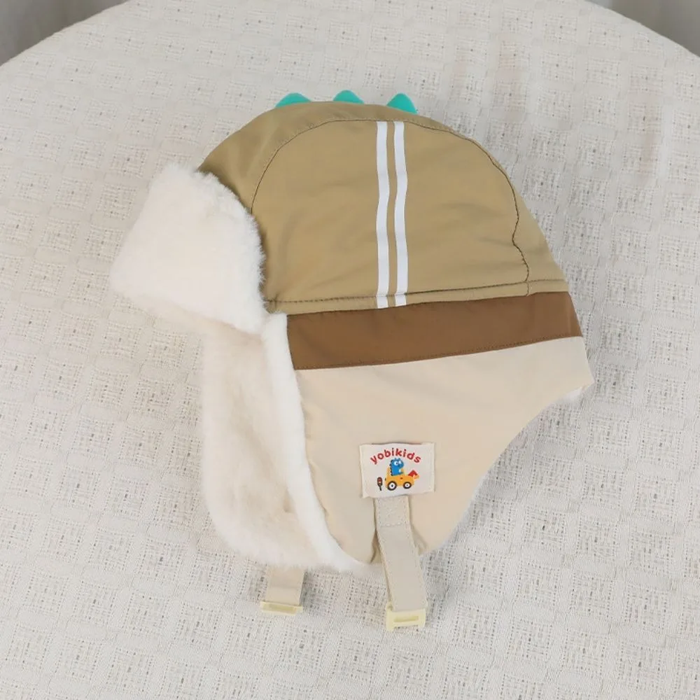 Cute Polyester Cartoon Trapper Hat Thick Ear Protection Dinosaur Winter Hat 49-55CM Warm Kids Earflap Hat Cold Weather