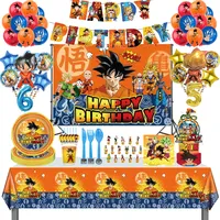 Goku Birthday Party Decoration Dragon Ball Z Kids Shower Tableware Supplies Cup Tablecloth Number Balloon Cake Backdrop Boy Gift