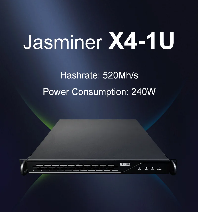 Jasminer X4 Mijnwerker 1U Server Architectuur 520MH/S Hashrate 250W Power Consumation Etc Mijnwerker