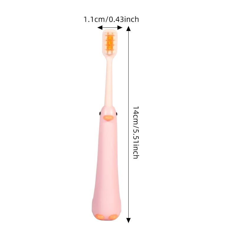 2pcs/Box Cute Duck Children Toothbrush 0.12mm High-Density Soft-Bristled Tooth Brush Non-Slip Tothbrush For Kids Aged 3-12