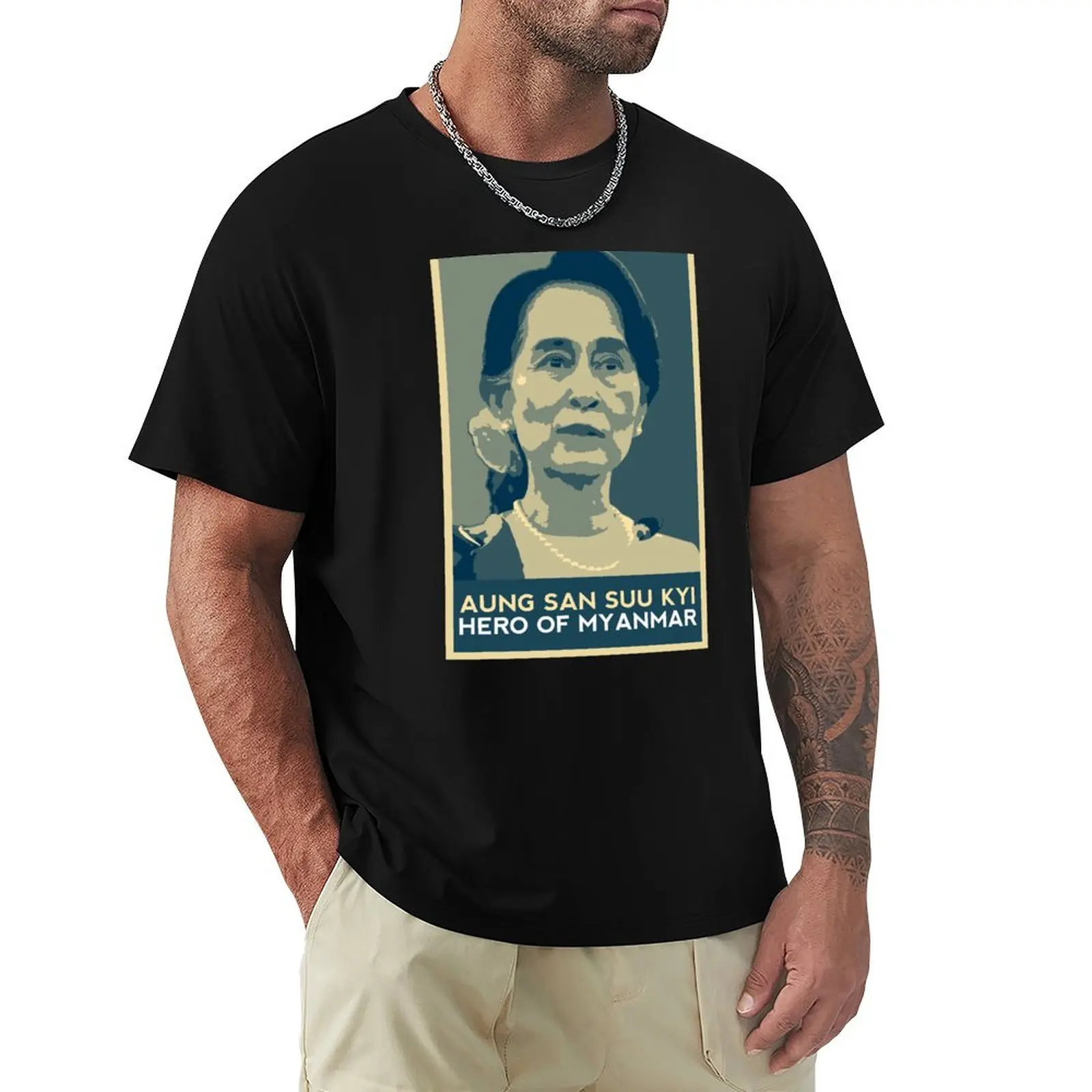 

AUNG SAN SUU KYI - HERO OF MYANMAR T-Shirt Work Wear Short Sleeve T-Shirt