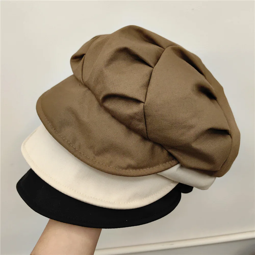 

Newsboy Cotton Beret Hats for Women Spring Retro Solid Octagonal Caps Ladies Newsboy Hats