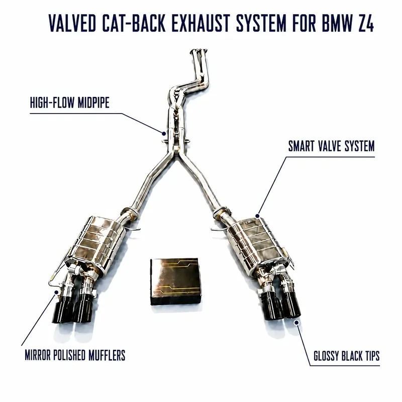 For BMW Z4 E85 E86 E89 3.0T With 304 Stainless Steel Cat back Exhaust System TIG Welded Mandrel Bent Tubing 2009-2017