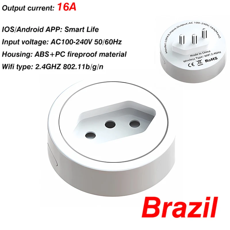 Brazil Smart Wifi energy Power meter Plug with Power Monitor Smart Home Wifi Wireless Socket Outlet Works wattmeter