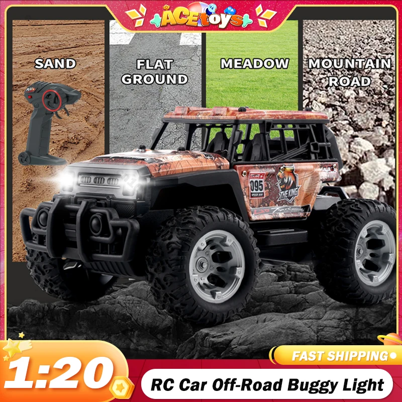 1/20 RC Car Off-Road Buggy Drift with LED Light Remote Control Trucks All Terrain High Speed RC Racing Electric Vehicle Toys Boy