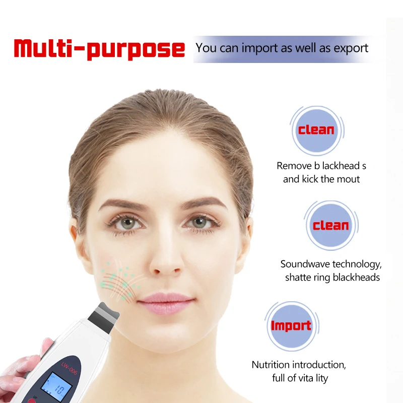 Ultrasonic Skin Deep Cleansing Machine Facial Acne Removal Rejuvenation Facial Massage Keratin Blackhead Lifting Beauty Device