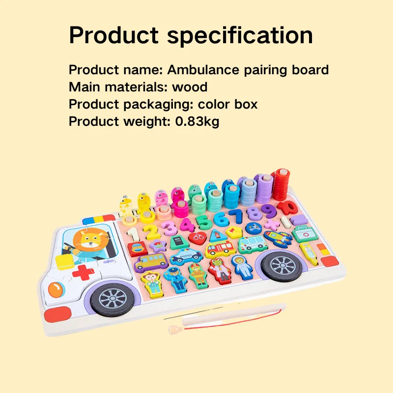 Baby toys for Children blocks New Multi-functional digital letter fishing log board puzzle building  shape color cognitive