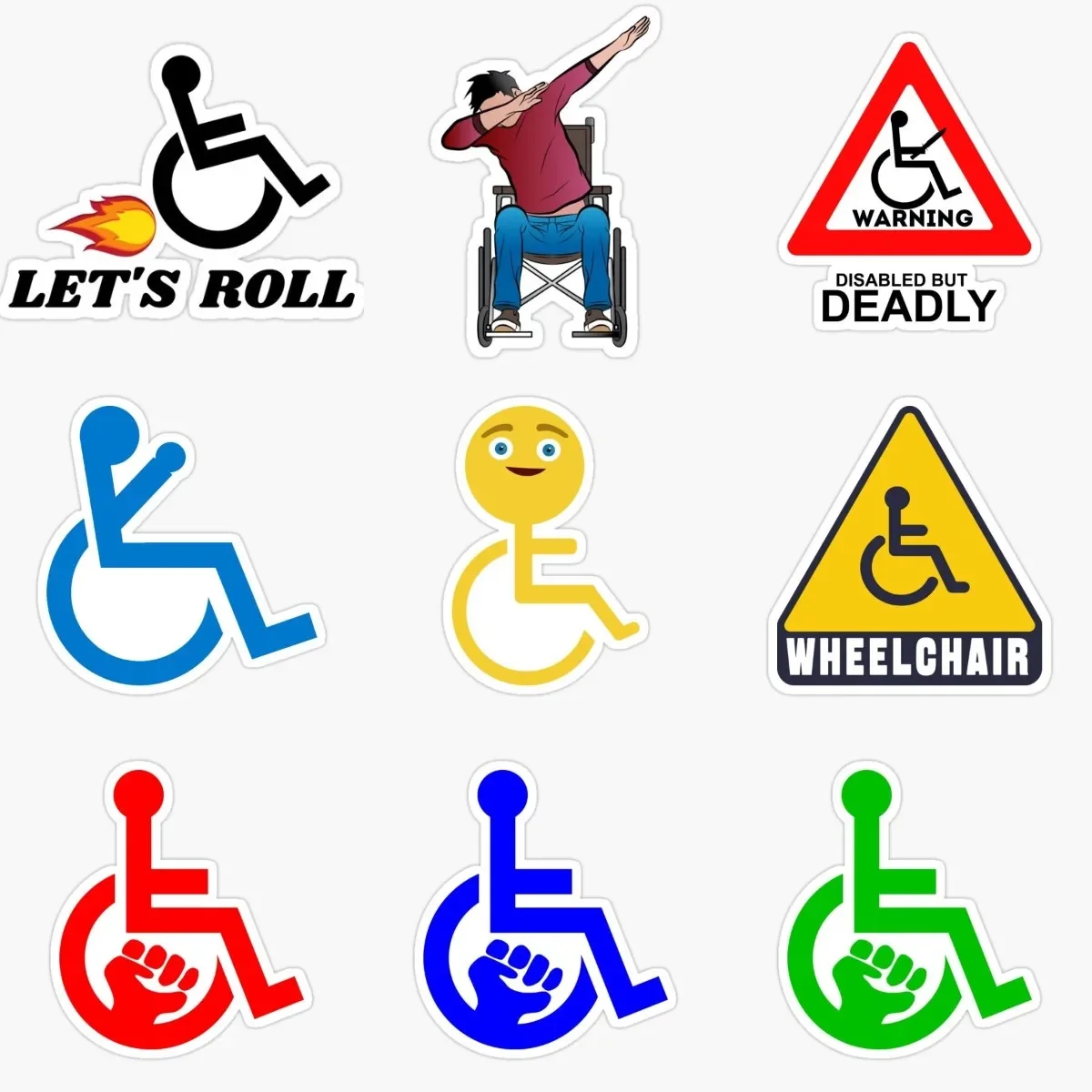 

Creative Disabled Wheelchair Handicap Waterproof Accessories Sticker for Decorate Wall Room Bicycle Window Decal