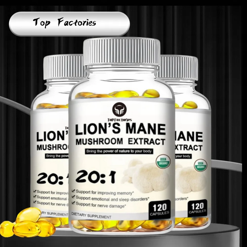 Top Factories Organic Lion Mane Mushroom Capsules Support focus and memory function - immune and nervous system support