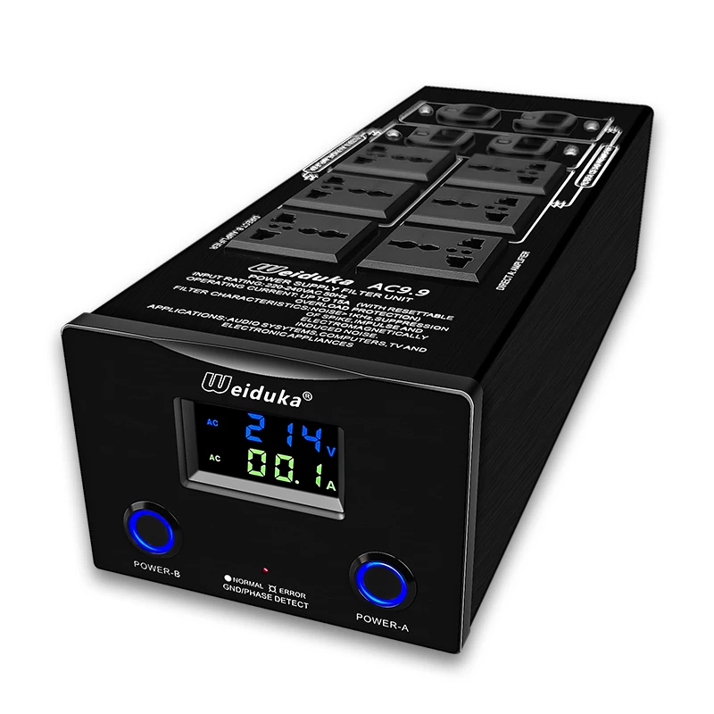 Weiduka AC 9.9 Universal AC Power Purifier Power Filter Surge Protection with EU Plug Outlets Power Strip