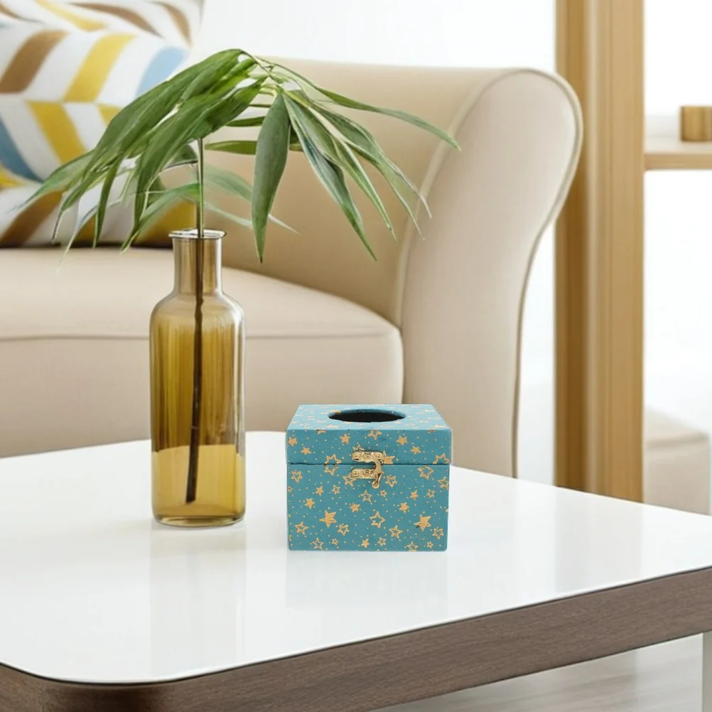 

2pcs Wooden Tissue Box Cover Vintage Luxury Design Moderate Capacity For Living Room Bedroom Hotel Desktop Decorative Holder