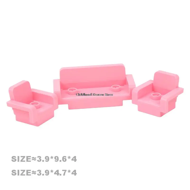 Blocos de construção grandes, acessórios de modelo de móveis, tijolos compatíveis, casa, sofá, mesa, guarda-roupa, cadeira, utensílios de cozinha, brinquedos diy para crianças