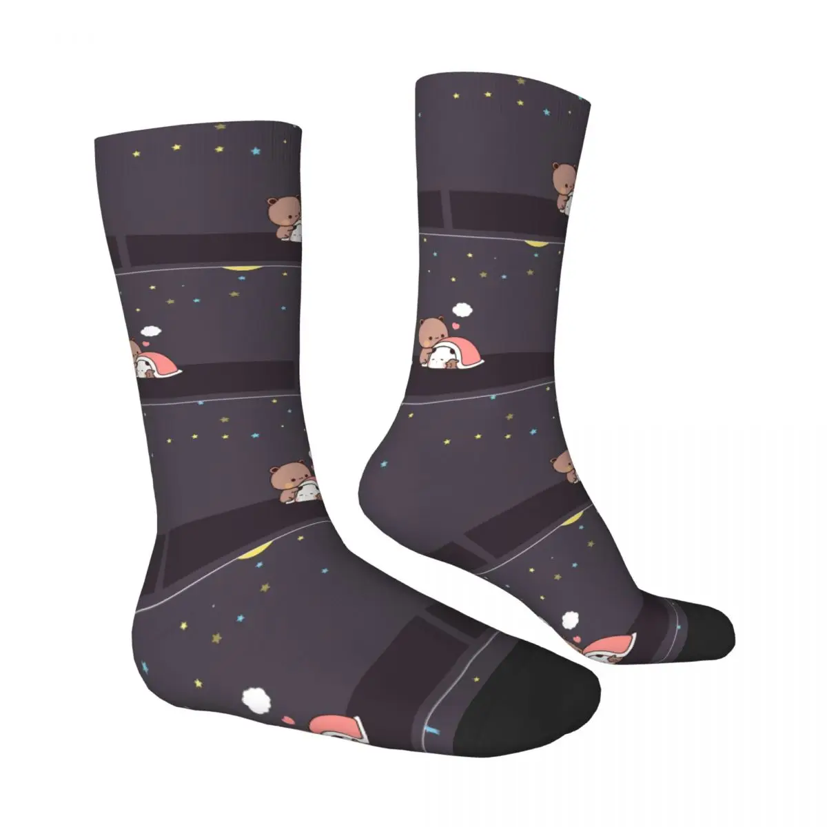 Hip Hop Vintage Star Night Sleeping Crazy Men's Socks Bubu Dudu Cartoon Unisex Harajuku Printed Novelty Crew Sock Boys Gift