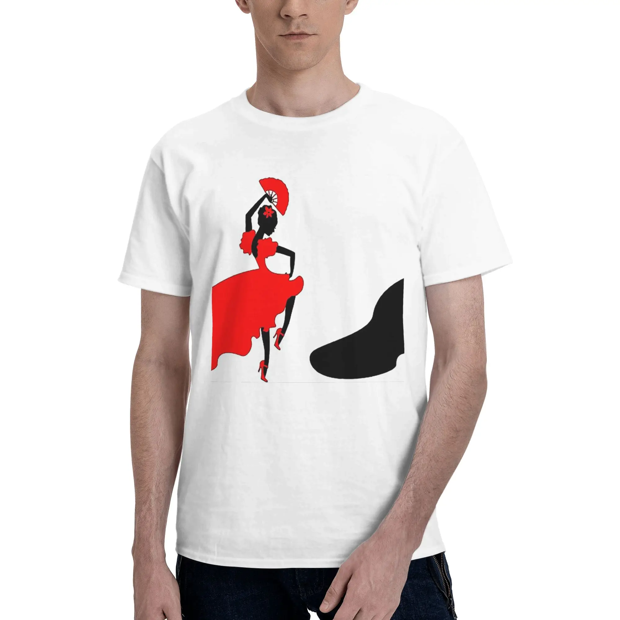 

Футболка из 100% хлопка для танцора фламенко Оле, мужские классические футболки, мужские футболки с круглым вырезом и коротким рукавом, S-6XL