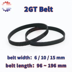 2GT Timing Belt GT2 Belt Length 96mm-196mm Closed Loop Rubber Belt Width 6/10/15mm 2M Belt Synchronous Belt For 3D Printer Belt