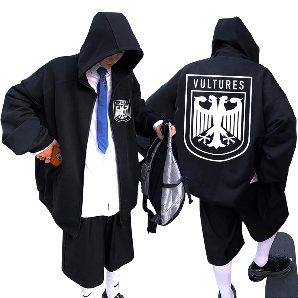 Kanye West Vultures Hoodie Men's Streetwear Zip-Up