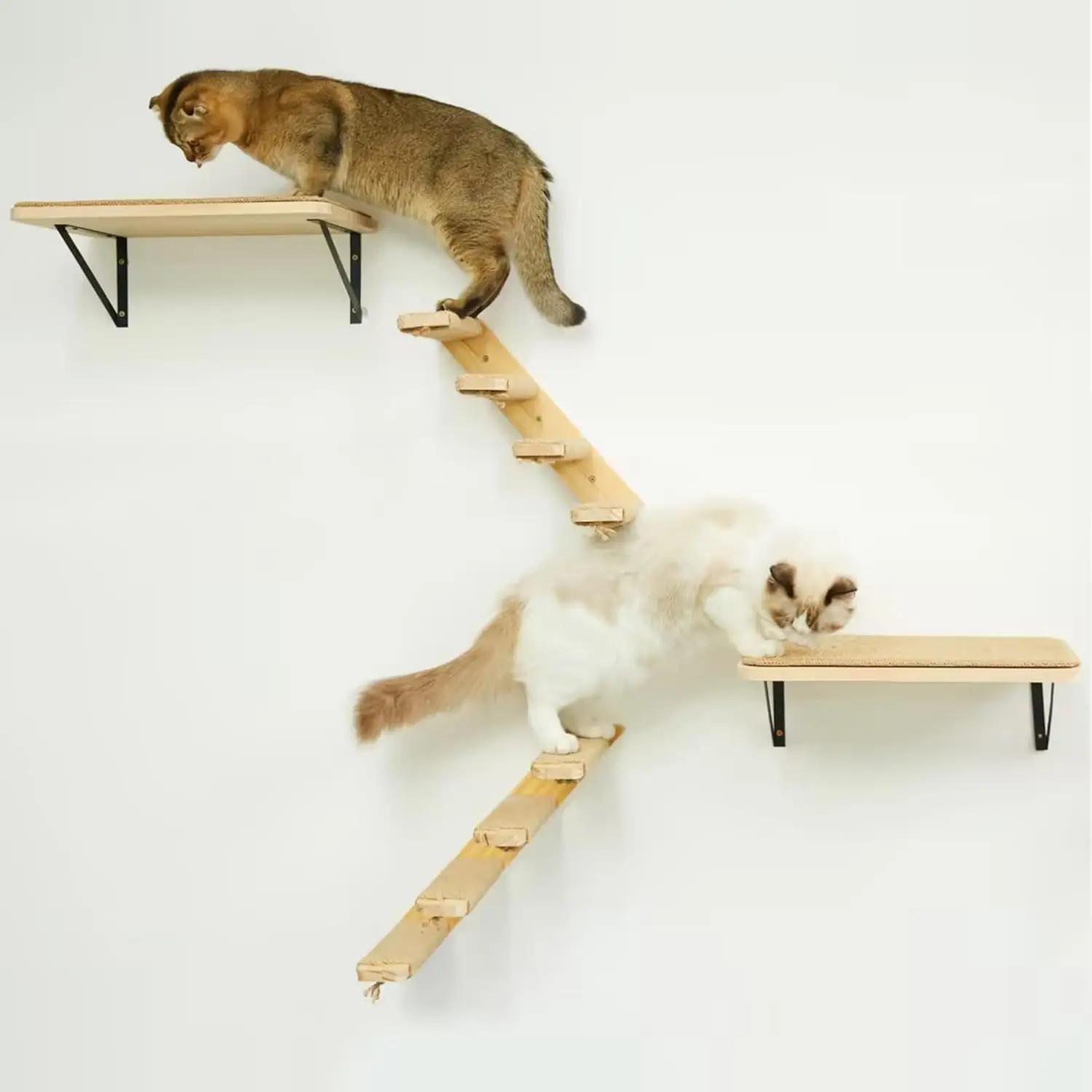 

1 Piece Wall Mounted Furniture Frame Cat Climbing Shelves Stairway and Hammock with Sisal Scratching Post for Perch and Sleeping