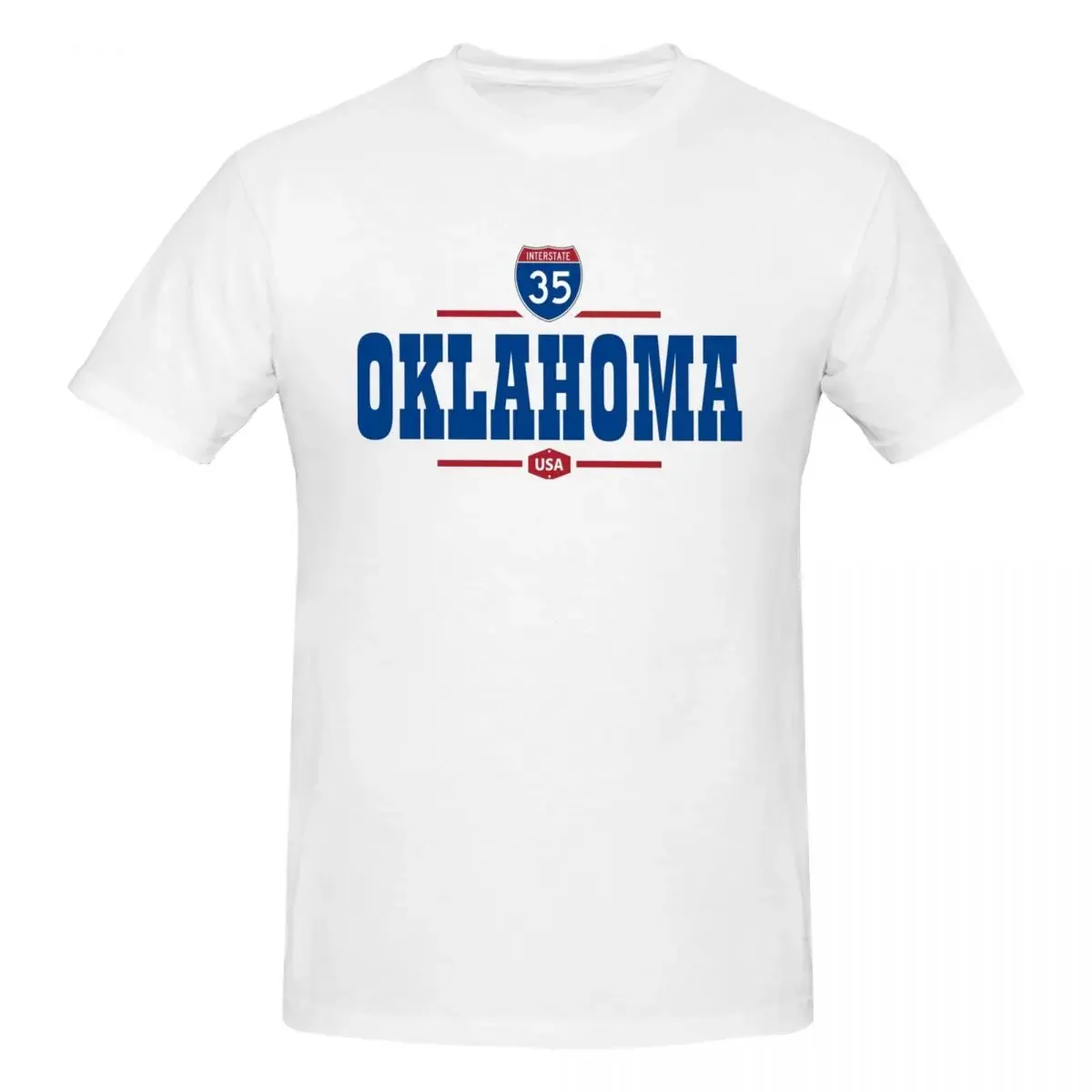 Interstate 35 Oklahoma USA 100% Cotton T-shirt Men Funny T Shirts Men crew Neck Short Sleeve S-6XL