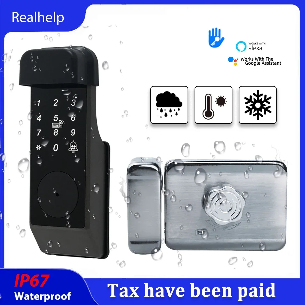 Rain Proof Smart Door Lock WiFi  Fingerprint Lock 5 in 1 Password APP Support Alexa Google Assistant for Door Security