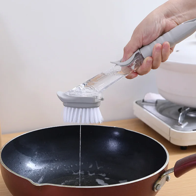 Wikhostar Keuken Reinigingsborstel Met Afwassen Spons 2 In 1 Lange Handvat Afwasborstel Household Cleaning Tools