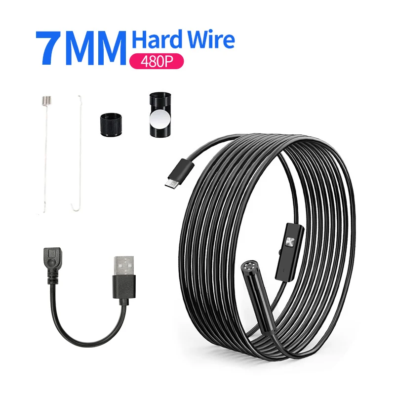 USB Endoscope for OTG Android Phone 7mm Borescope Inspection Snake Camera IP67 Waterproof with Soft Cable For PC, MacBook