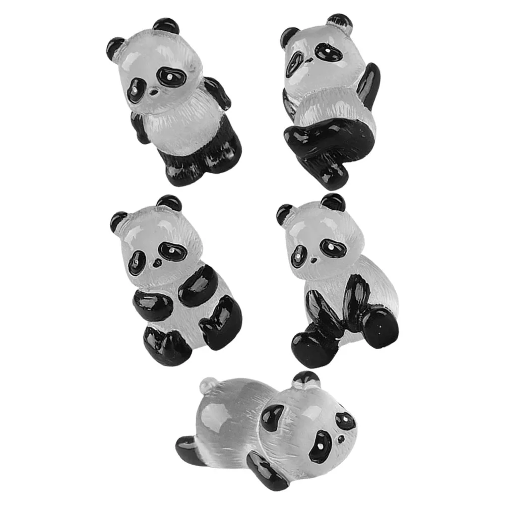 

5 Pcs Night Light Micro Landscape Panda Animal Figurines Resin Garden Decoration