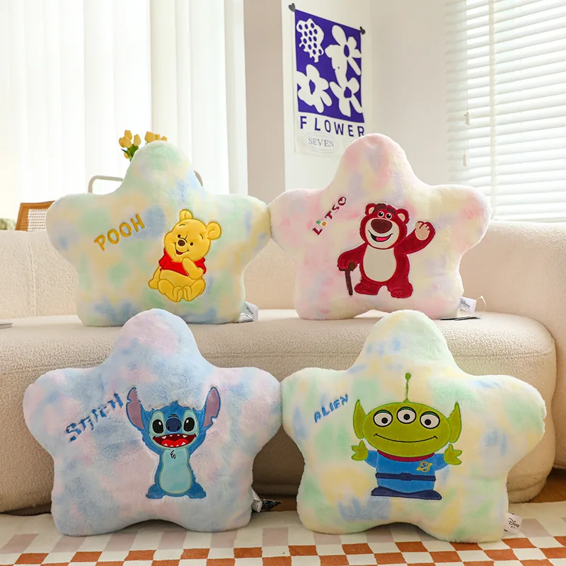 

50cm Disney Lotso Stitch Alien Winnie Pillow Cute Cartoon Soft Chair Cushion Bedroom Home Decoration Pillows Sofa Cushions Gifts