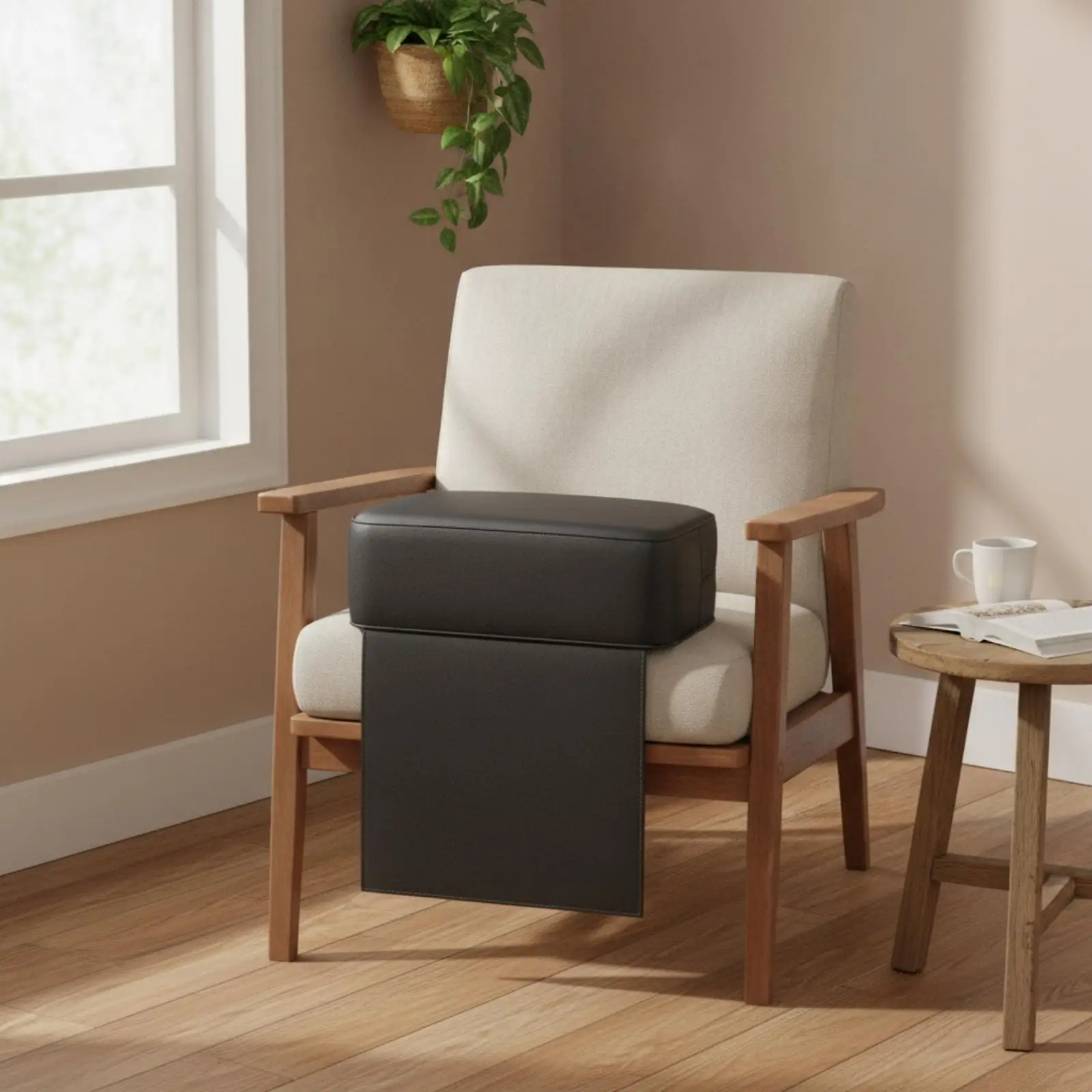Kid Haircut Cushion Booster for Professional Salon Chair Leather Covered Sponge Seat Riser with Hanging Guard Flap