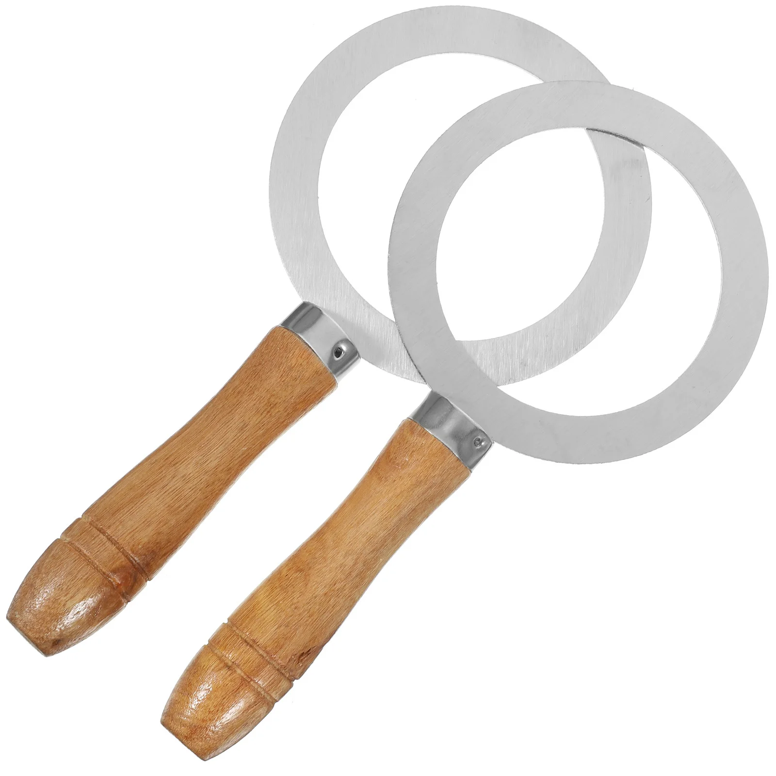 

2pcs Stainless Steel Wooden Handle Milk Tea Cup Ring Cover Baking Cup Rim Protector For Coffee Espresso Roasting Kitchen