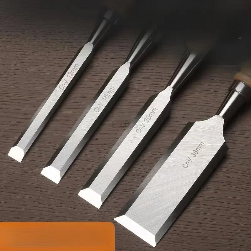 New Woodworking Chisel Tools Set Chrome Vanadium Steel Industrial Grade Flat Shovel Flat Chisels Slotting Chisel Household Tools