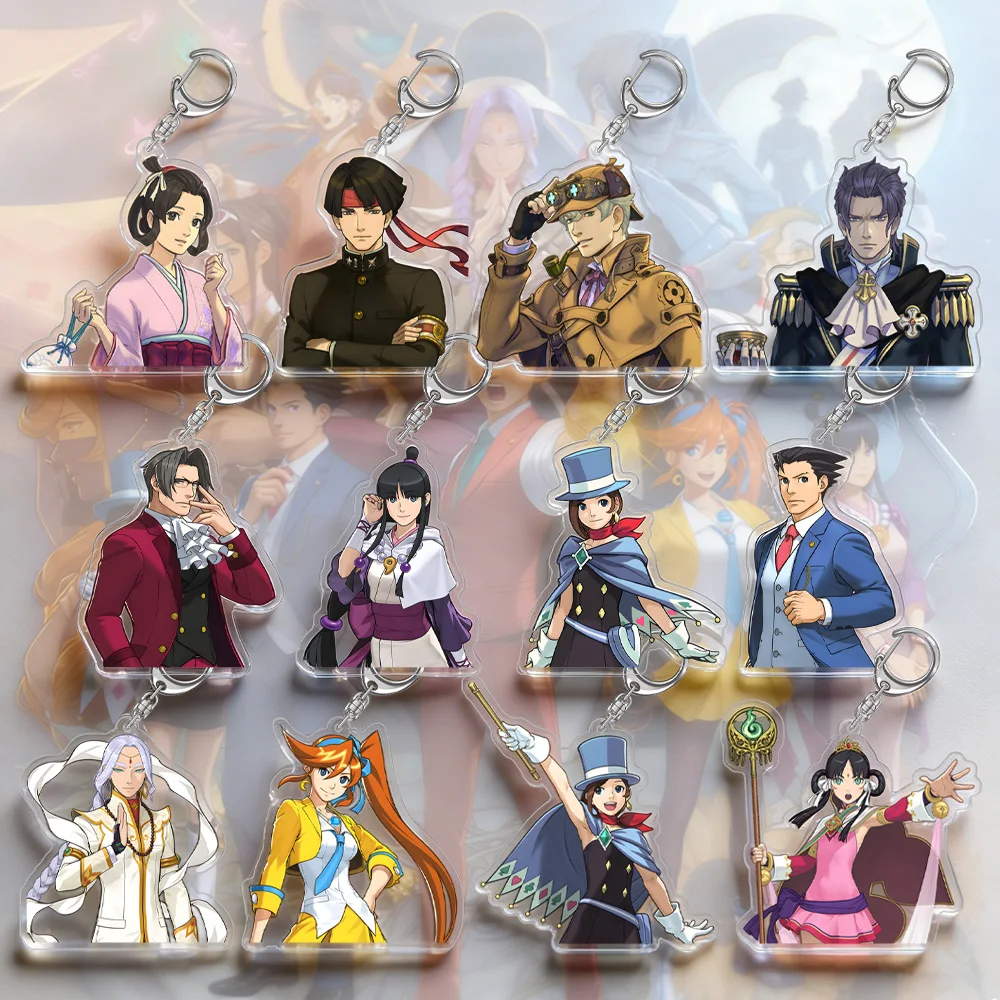Llavero Acrílico del Popular Juego Ace Attorney: Miles Edgeworth, Trucy Wright, Simon Blackquill, Ema Skye, Susato Mikotoba, Apollo Justice