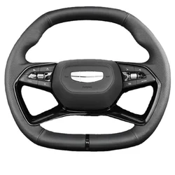 DIY Customized Hand Sewing Braid Car Steering Wheel Cover for Geely Atlas Azkarra Atlas Pro Genuine Leather Car Accessories 38cm