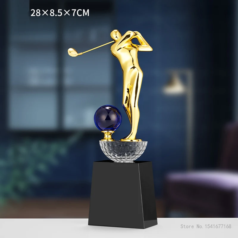 Customized High-end Golf Crystal Trophy, Souvenir Home Decoration Creative Metal Commemorative Total net rod One Hole Award, 1Pc