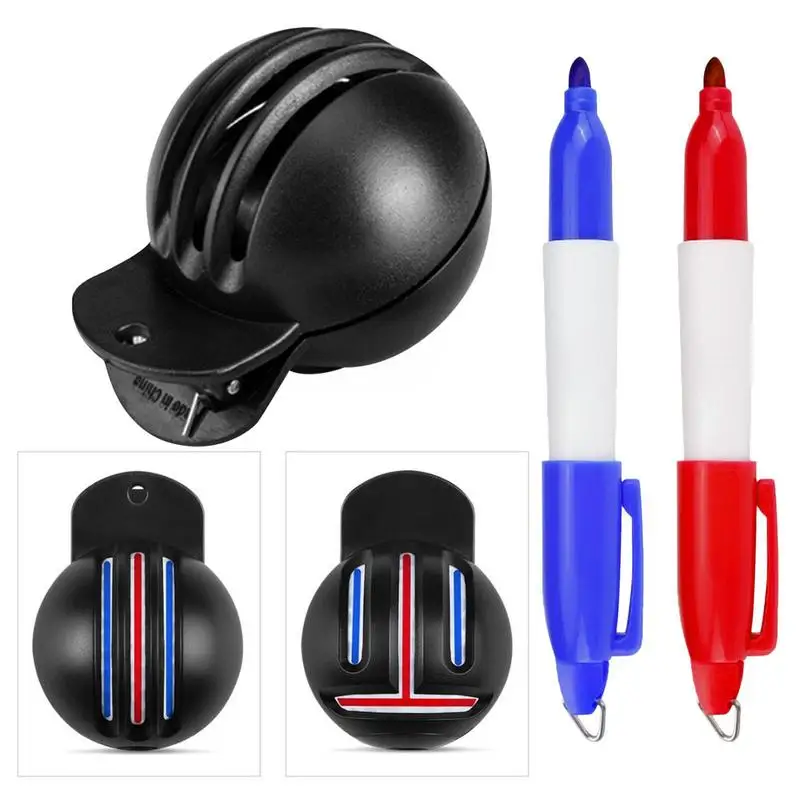 Golf Ball Triple Track 3 L ine Alignment Marker Stencil Plastic Golf Ball L ine Drawing Tool Professional Golf Putting 2 Pens