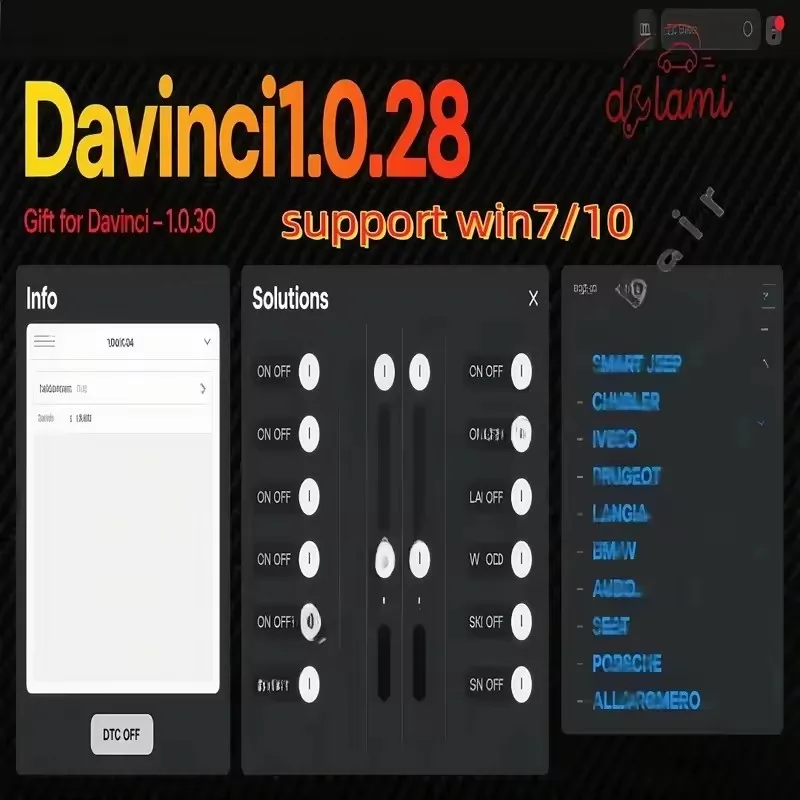 

2025 hotselling davinci 1.0.28 Software Support Win 7/10/11 davinci 1.0.30 Work on KESS/KTAG 3 sold