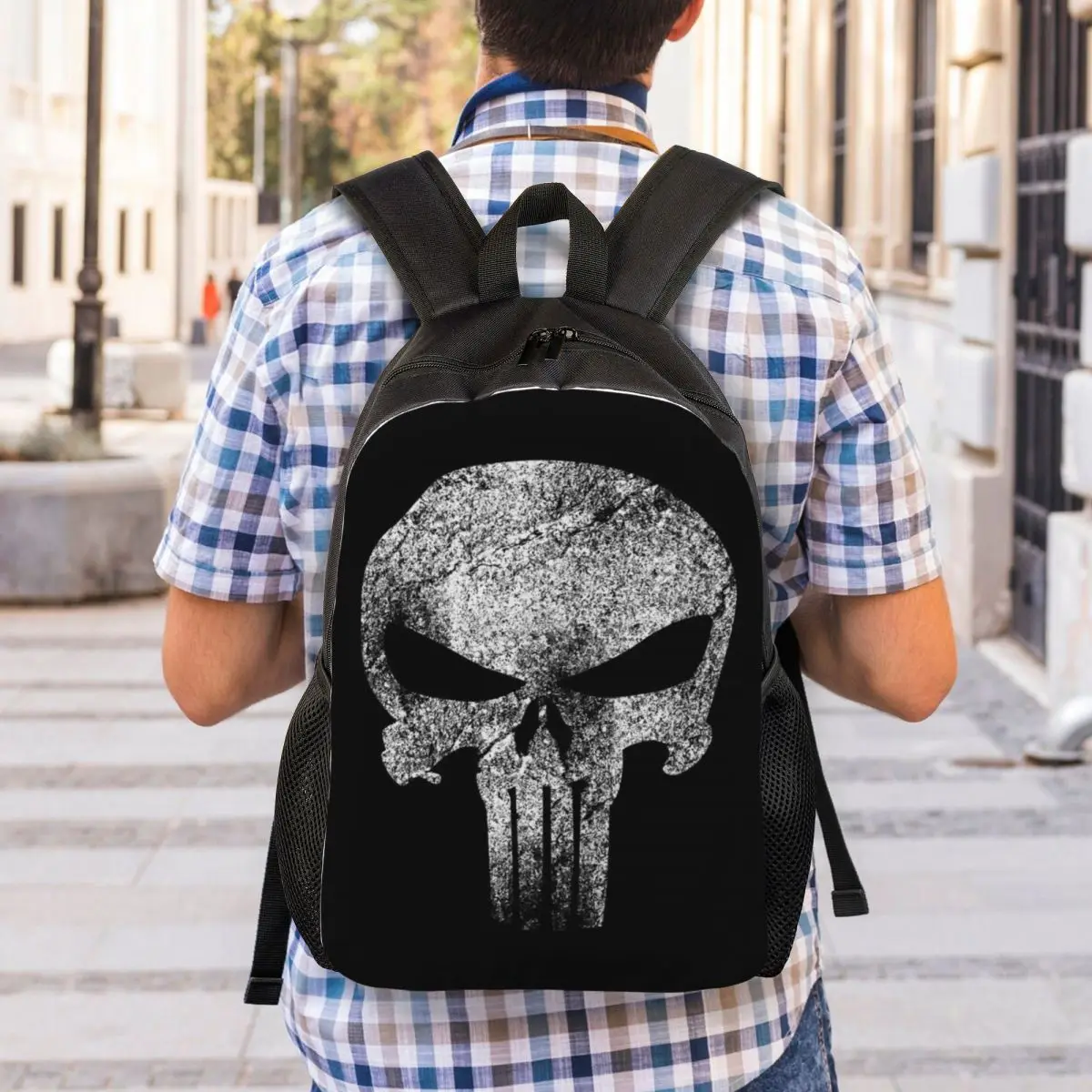 Esqueleto Crânio Impressão 3D Mochila para Meninas Meninos Heavy Metal Colégio Escola Sacos de Viagem Mulheres Homens Bookbag Fits 15 Polegada Laptop