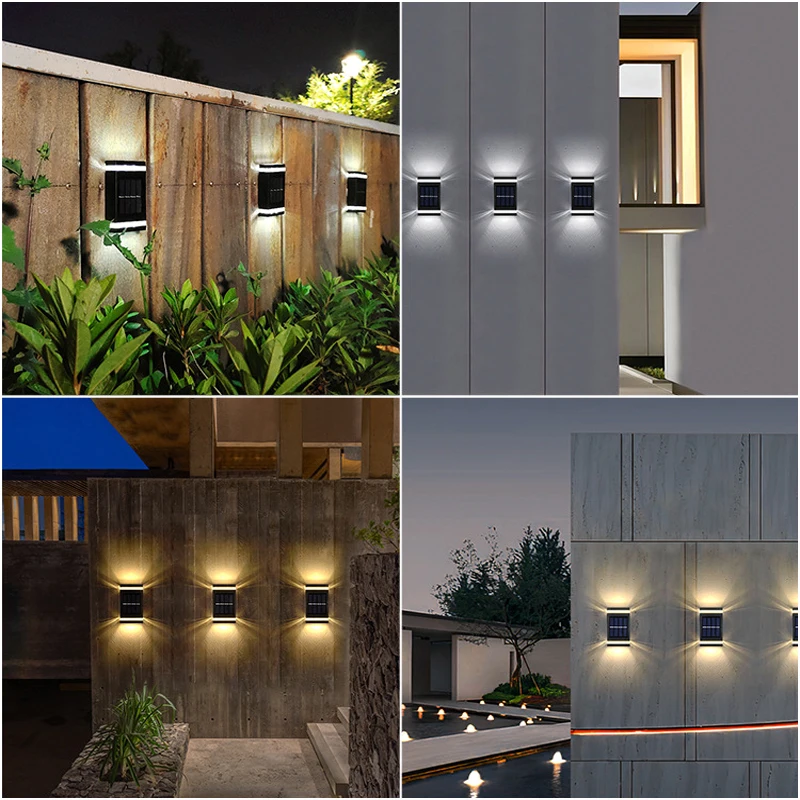 Solar Wall Lamp Outdoor Waterproof Solar Powered Up/Down Lighting for Garden Yard Home Exterior Decoration IP65 Solar Path Light
