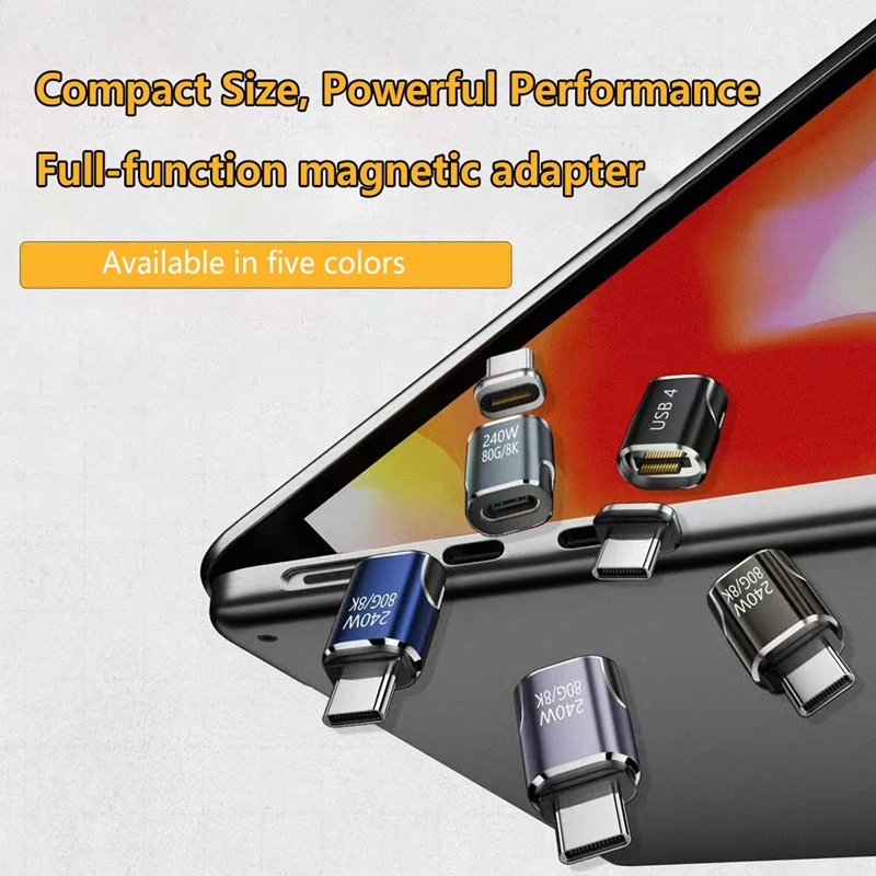New 240W Magnetic Adapter USB 4.0 Integrated Short Type-C Strong Magnetic Converter Phone Adapter Dustproof Portable Compact