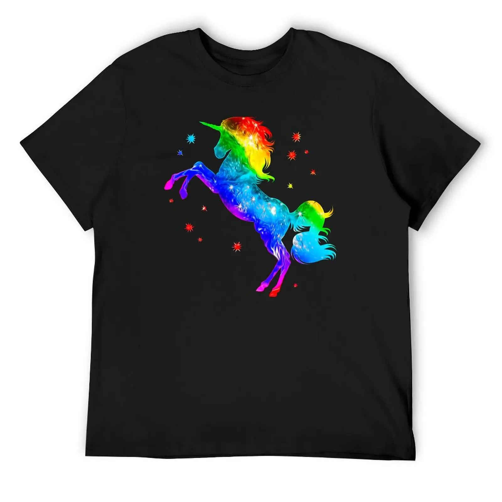 

Rainbow Unicorn, stars, galaxy style, space T-Shirt summer 2025 cute tops funny costumes black t shirts for men