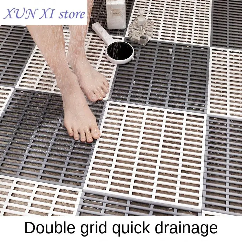 New 30x30cm Pvc Toilet Splicing Floor Mat Mat Home Bathroom Shower Room Hollow Hydrophobic Non-Slip Mat Bathroom Rugs Mat Set