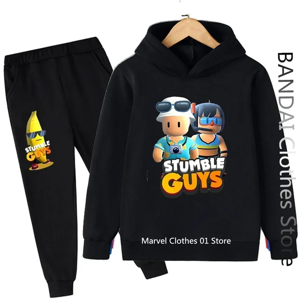 2024 Stumbleguys Hoodie Set Kids Harajuku Games T-shirts Boys Girls Original Cartoon People Print Tops Children's Clothing