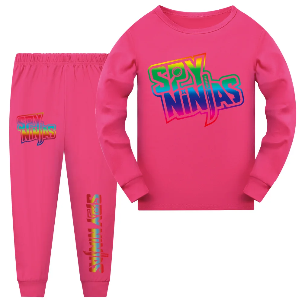 Girl Christmas Pajamas Game SPY NINJAS T-shirt+Pants Cartoon Boys Sleepwear Children Clothing Sets Cotton Pyjamas Kids Nightwear