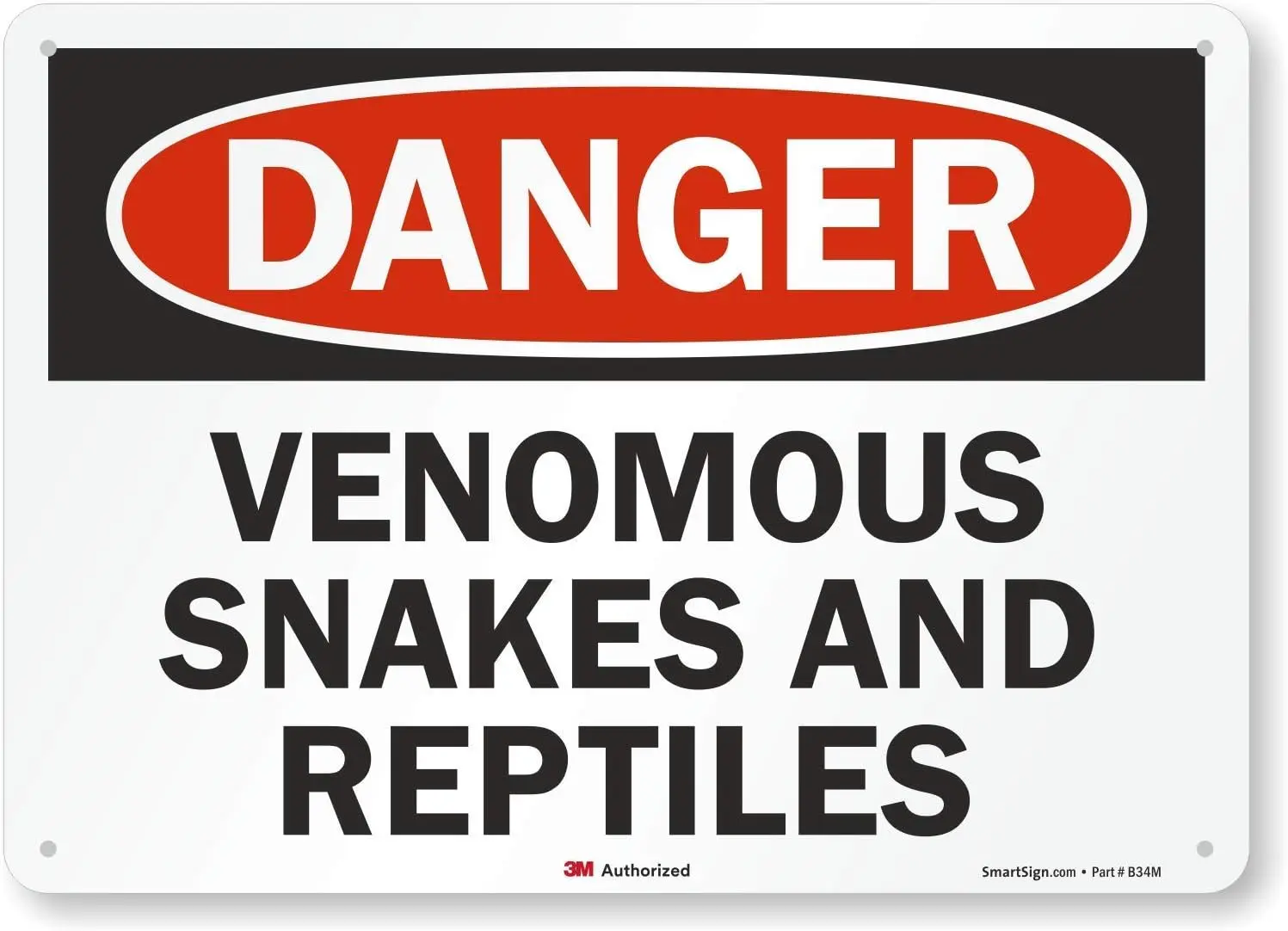 Dnger Venomous Snkes nd Reptles Sfety Sgn Tn Sgns Cuton Wrnng Sgn Outdoor 8x12