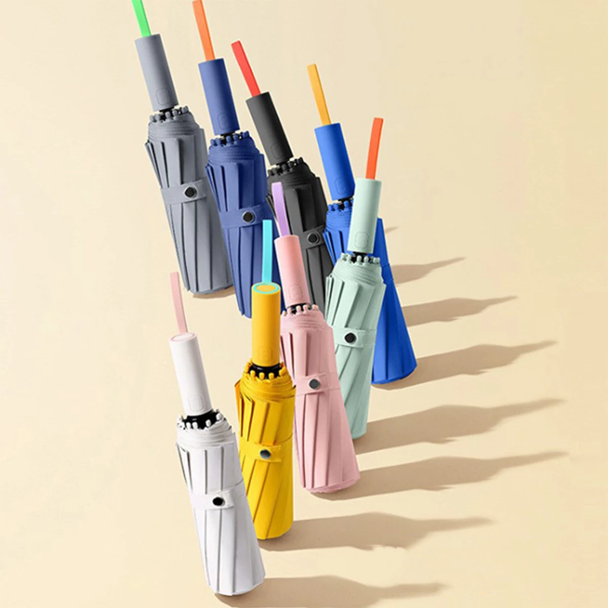 

1PC fully automatic 72 bone black coated folding umbrella reinforced and thickened sun protection umbrella sunshade umbrella