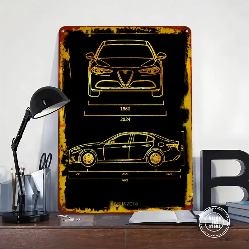 Sports Car Romeo Giulia 2018 Metal Poster Customized Wall Art Retro Vintage Tinplate Signs for Decoration Home Decor Items House