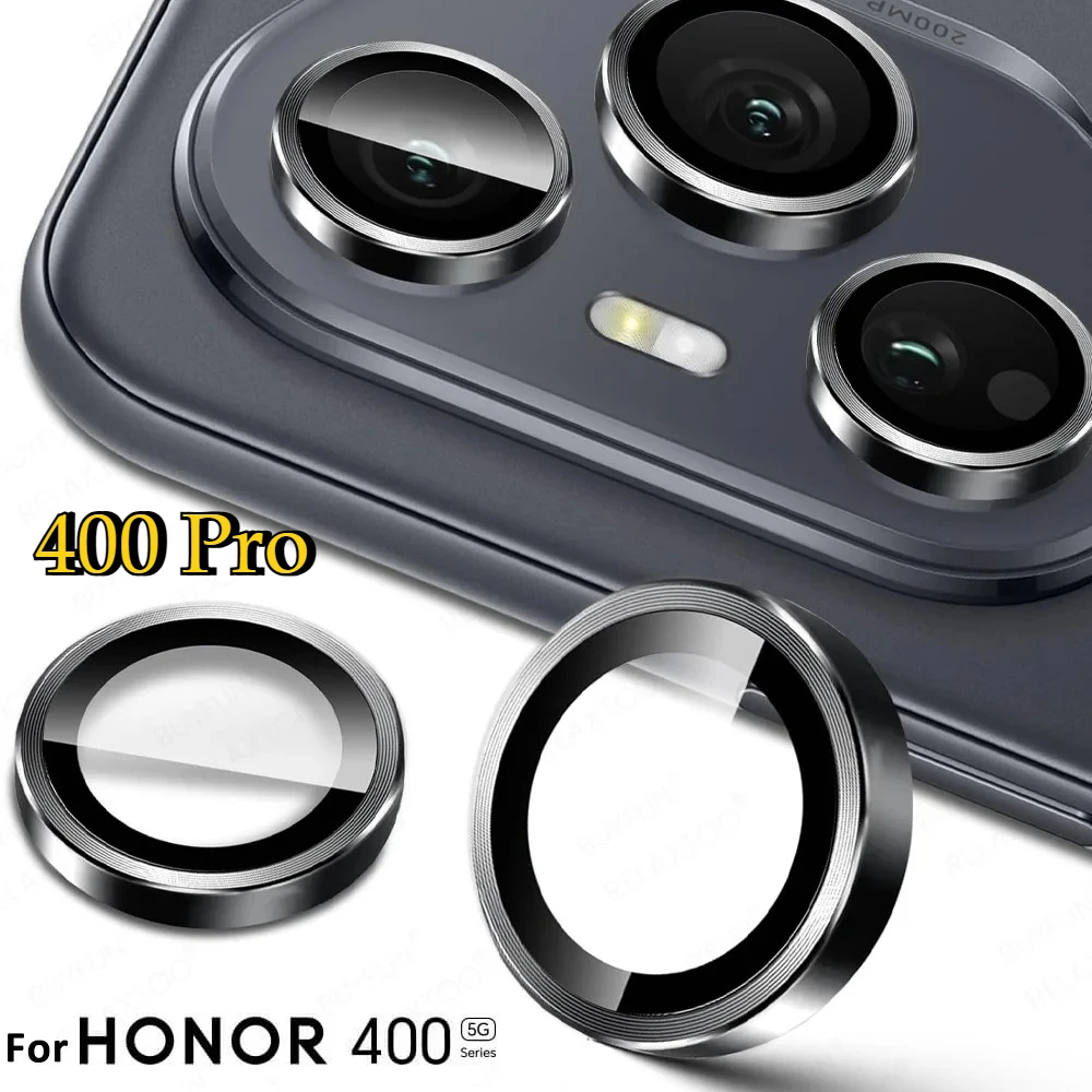 

Защитная пленка для объектива 3D Metal Lens Protector 9H, прозрачная, из стекла, для задней камеры Honor 400 Pro 400Lite 5G, полное покрытие, защита от царапин