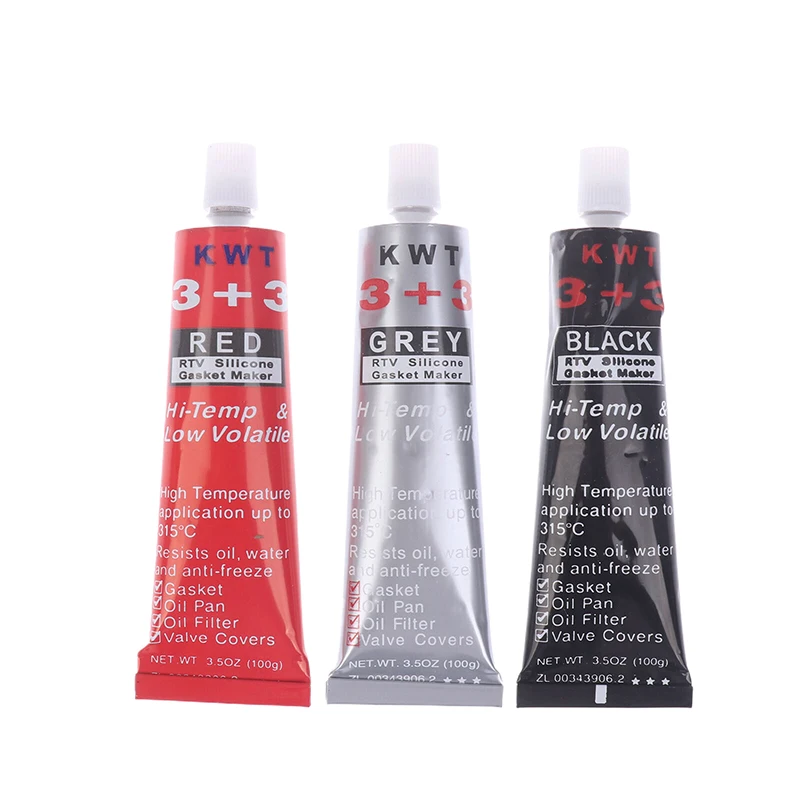 1PC Car Sealant RTV Silicone Gasket Maker 3+3 Black Hi-Temp Sealant Oil Resistant For Engines Automotive Sealant