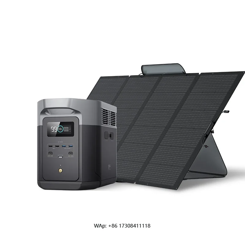 Max + 400W Solar Panel 2400W Portable Station Emergency Backup Home Outdoor Camping RV Lifepo4 Battery Flashlight