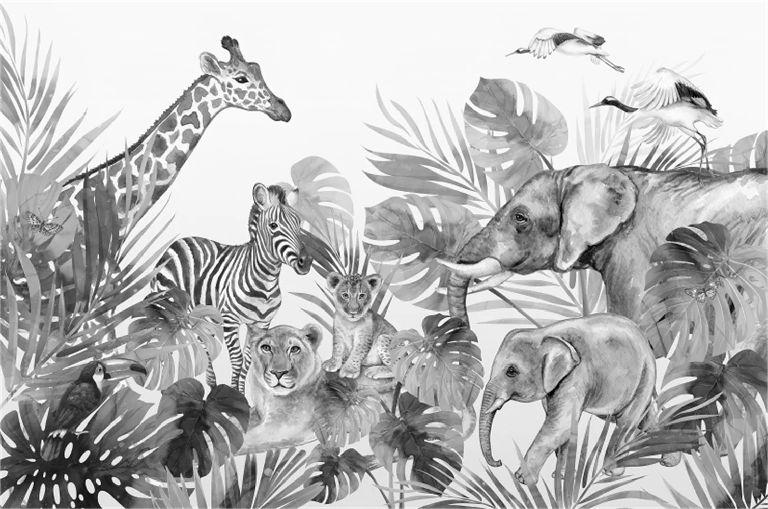 Customized 3d wallpaper decoration murals Nordic forest animals giraffes wallpapers for children's walls home decoration Sticker